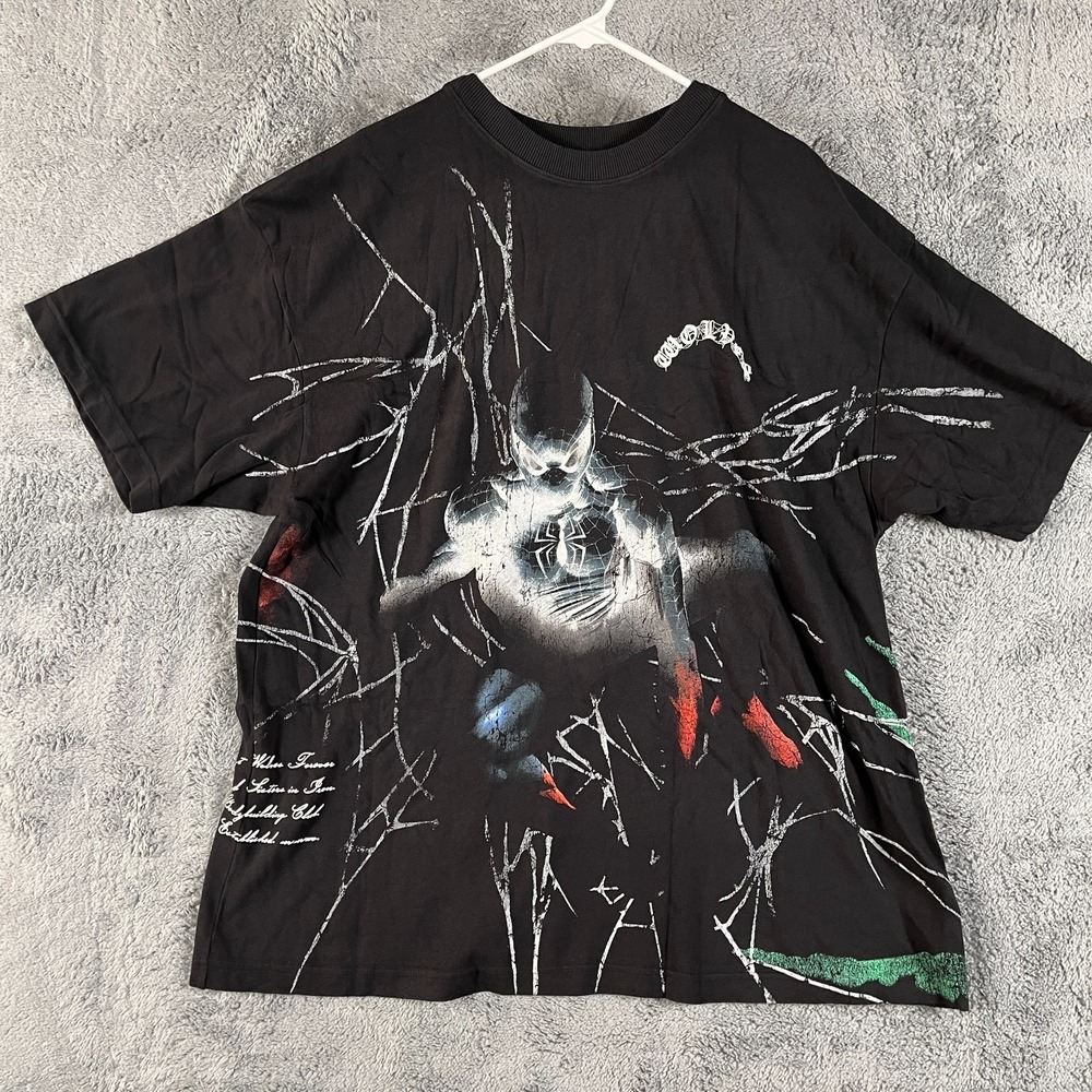 Darc Sport x Marvel Spider-Man Side By Side Tee XL Black Oversized Graphic Shirt